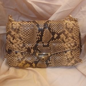New Michael Kors Snakeskin Print Soho Bag Baguette Purse
